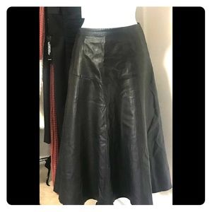 Anthropologie Black Leather Skirt